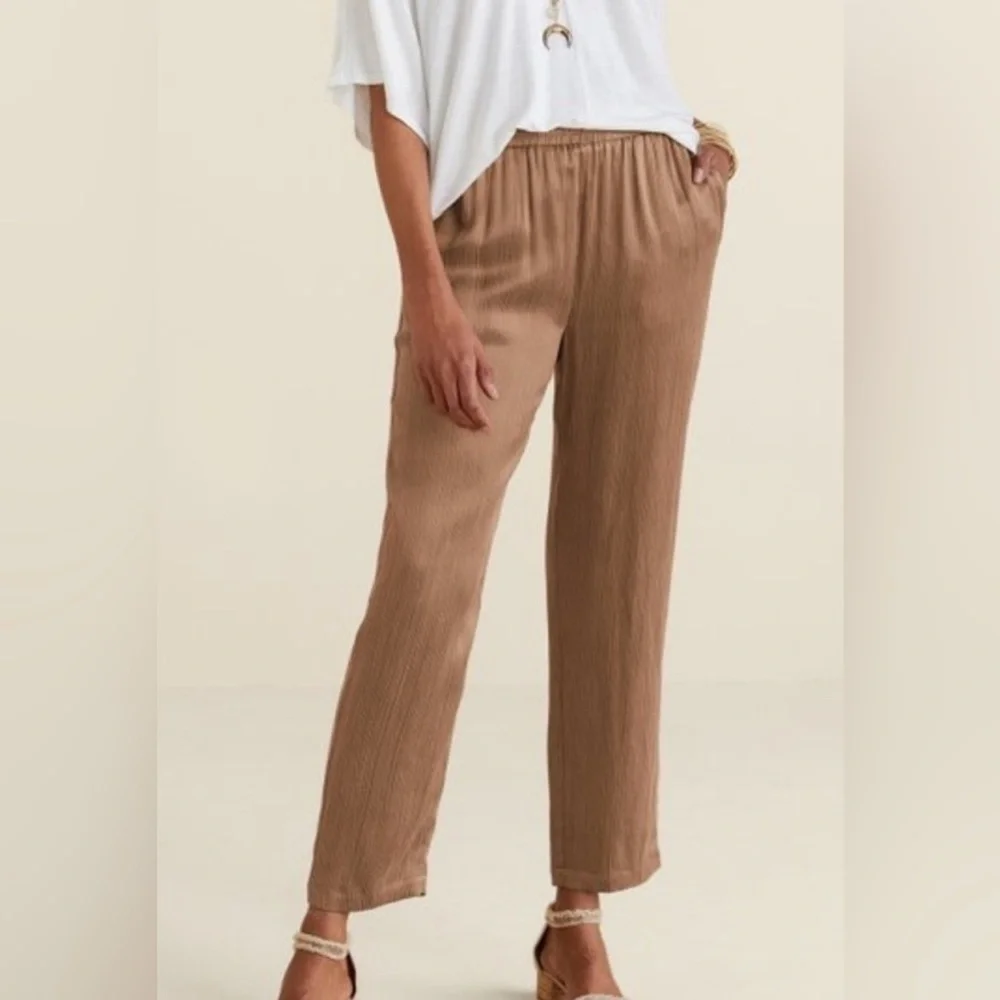 Soft Surroundings Turis Straight Leg Cropped Ankle Pants Silky NWT Large - Picture 3 of 10